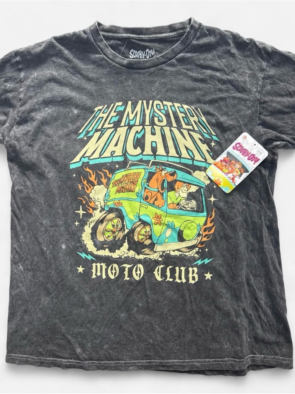 Scooby Doo Mystery Machine Tee- back text “crystal cove moto club”- Size L - NWT